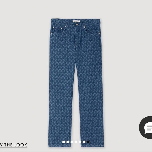 Sandro Indigo Patterned Jeans with Tan Patch - Picture 7 of 7